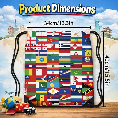 Worlde Cup Drawstring Bag, Soccer Drawstring Bag with International Flags Pattern, Soccer Backpack Cinch Sack for Gym, Sports, Travel, Worlde Cup Decorations & Football Gifts for Fans, Men, Women in Kuwait