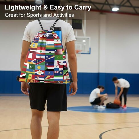 Worlde Cup Drawstring Bag, Soccer Drawstring Bag with International Flags Pattern, Soccer Backpack Cinch Sack for Gym, Sports, Travel, Worlde Cup Decorations & Football Gifts for Fans, Men, Women in Kuwait