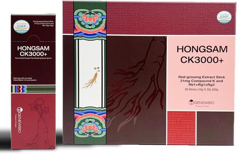 CK3000+ 6 Year Old Panax Red Ginseng Extract 100% 3000mg per Stick, High Ginsenoside (30mg), No Sugar, No Additives, Fermented Korean Red Ginseng, Energy & Immune Support, 30 Sticks in Kuwait