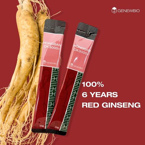 CK3000+ 6 Year Old Panax Red Ginseng Extract 100% 3000mg per Stick, High Ginsenoside (30mg), No Sugar, No Additives, Fermented Korean Red Ginseng, Energy & Immune Support, 30 Sticks in Kuwait