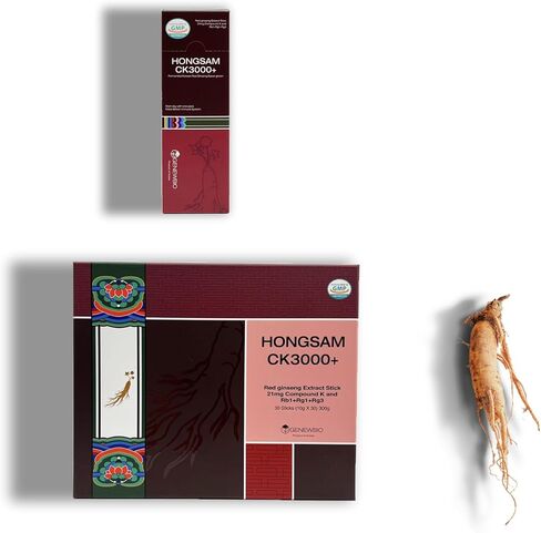 CK3000+ 6 Year Old Panax Red Ginseng Extract 100% 3000mg per Stick, High Ginsenoside (30mg), No Sugar, No Additives, Fermented Korean Red Ginseng, Energy & Immune Support, 30 Sticks in Kuwait