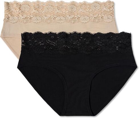 Pact Organic Cotton Women's Lace Waist Brief Underwear, 2 Pack in Kuwait