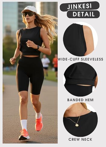 JINKESI Women Workout Crop Tank Tops Sleeveless Athletic Yoga Tops Running Gym Crop Workout Tank Tops in Saudi Arabia