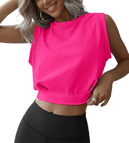 JINKESI Women Workout Crop Tank Tops Sleeveless Athletic Yoga Tops Running Gym Crop Workout Tank Tops in Saudi Arabia