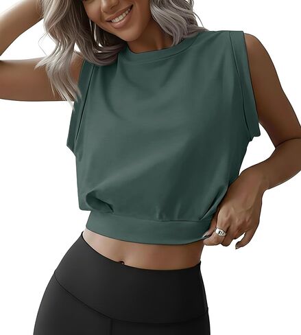 JINKESI Women Workout Crop Tank Tops Sleeveless Athletic Yoga Tops Running Gym Crop Workout Tank Tops in Saudi Arabia
