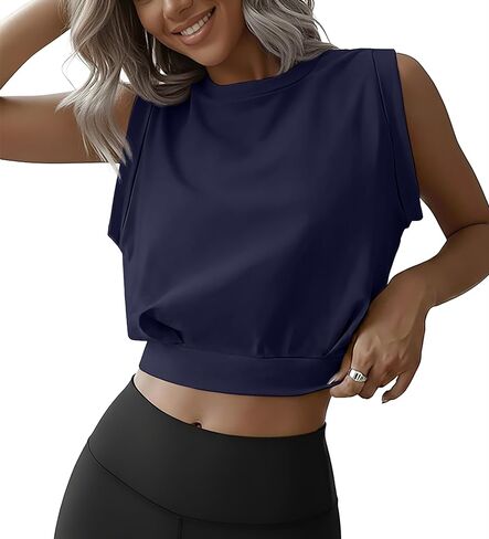 JINKESI Women Workout Crop Tank Tops Sleeveless Athletic Yoga Tops Running Gym Crop Workout Tank Tops in Saudi Arabia