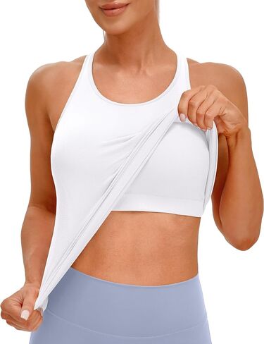 MathCat Seamless Workout Tank Top for Women with Built-in Bra, Padded Racerback Athletic Top, Breathable Stretchy Yoga Tops in Kuwait