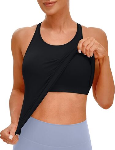 MathCat Seamless Workout Tank Top for Women with Built-in Bra, Padded Racerback Athletic Top, Breathable Stretchy Yoga Tops in Kuwait