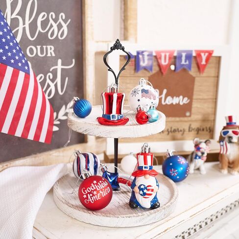 Valery Madelyn 4th of July Tree Decorations for Patriotic Memorial Day Ornaments, 50ct Medium Red White Blue Shatterproof Americana Gnome for Independence Day USA 250th Anniversary Hanging Ball Decor in Kuwait