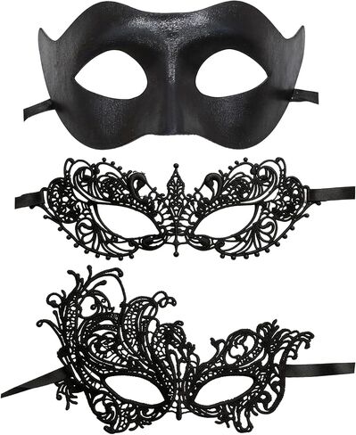 3pcs Masquerade Mask for Couples, Elegant Venetian Style Face Masks for Women and Men, Lightweight Breathable Design,masquerade mask for women Perfect for Masquerade Parties, Proms, and Costume Events in Saudi Arabia
