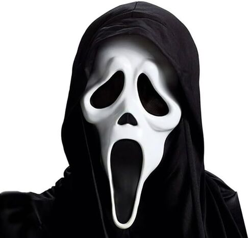 WPOZD Ghostface Halloween Horror Mask, Full Head Scary Design with Black Hood, Breathable, for Masquerade Party in Saudi Arabia