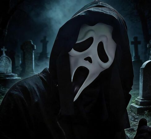 WPOZD Ghostface Halloween Horror Mask, Full Head Scary Design with Black Hood, Breathable, for Masquerade Party in Saudi Arabia