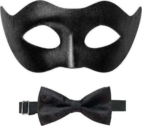 HyperFun Masquerade Mask for Men with Bow Tie Venetian Mens Masquerade Mask for Halloween Mardi Gras Prom Ball Party in Saudi Arabia