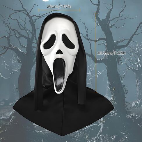 Halloween Scream Mask Scary Latex Ghostface Mask Full Head Skull Mask Ghost Masque for Masquerade Horror Cosplay Costume Props for Party Decoration in Saudi Arabia
