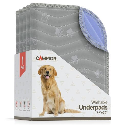Washable Underpads 72"x72" ( Pack of 1) – Reusable Waterproof Bed Pads for Pets, Kids & Elderly, Extra Heavy Absorbent Incontinence Training & Bedwetting Pads, Non-Slip TPU Backing, Grey & Blue in Saudi Arabia