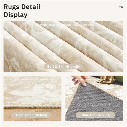 Soalmost Washable Runner Rug 2x8 – Hallway Oriental Floral Runner Rug with Non-Slip Soft Low Pile Neutral Thin Carpet Runner for Kitchen, Bathroom, Laundry Room, Bedroom, Entryway (2'x8',Beige) in Saudi Arabia