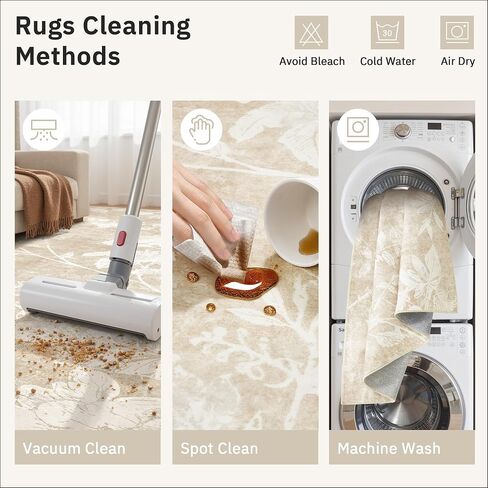 Soalmost Washable Runner Rug 2x8 – Hallway Oriental Floral Runner Rug with Non-Slip Soft Low Pile Neutral Thin Carpet Runner for Kitchen, Bathroom, Laundry Room, Bedroom, Entryway (2'x8',Beige) in Saudi Arabia