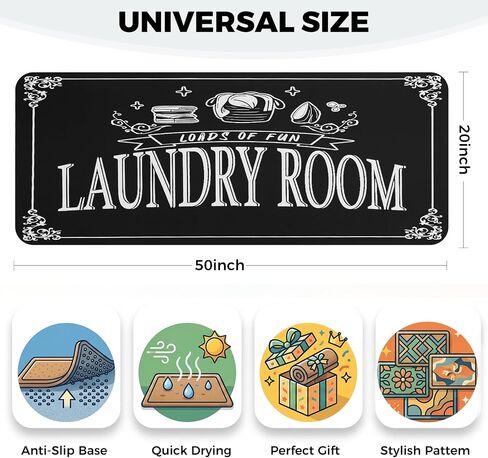 Laundry Room Rug Runner, 20'' x 50'' Non-Slip Quick Drying Comfort Floor Mat for Home Washer and Dryer, Kitchen, Bathroom Entryway in Saudi Arabia