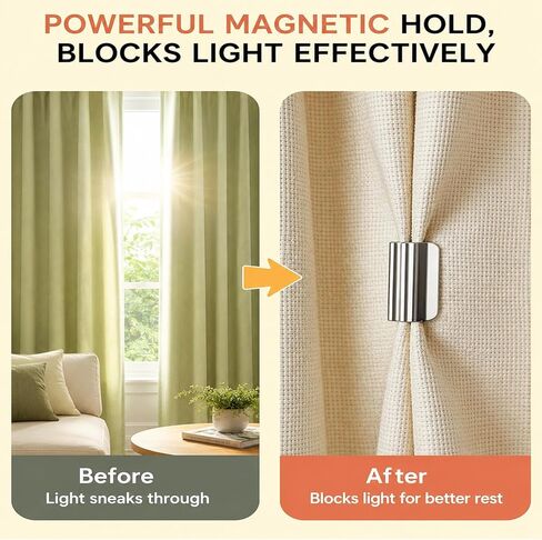 15Pairs Magnetic Curtain Clips, Curtain Magnets Closure, Curtain Clips to Hold Curtains Closed Set for Light Blocking, Minimalist Clips for Indoor and Outdoor Use in Saudi Arabia