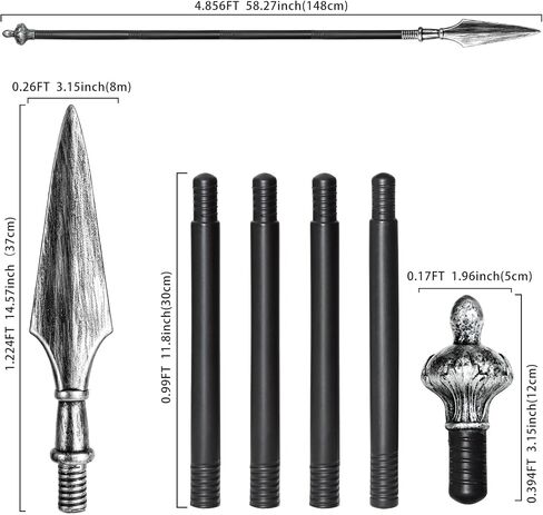 Spartan Spear 58In Medieval Roman Plastic Spear Prop Costume Accessory Weapon,Cosplay Vikings Role Play Decoration for Halloween Party in Saudi Arabia