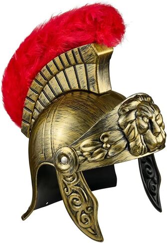 Roman Helmet with Red Feather Plume, Greek Costume Helmets, Legion Helmet, Gold Warrior in Kuwait