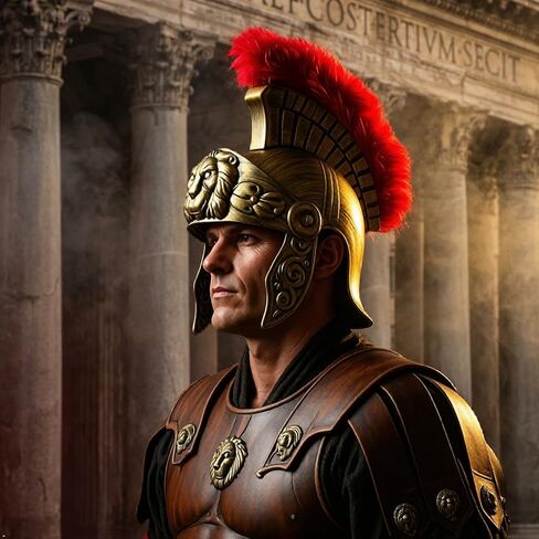 Roman Helmet with Red Feather Plume, Greek Costume Helmets, Legion Helmet, Gold Warrior in Kuwait