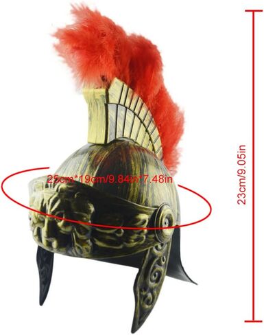 Roman Helmet with Red Feather Plume, Greek Costume Helmets, Legion Helmet, Gold Warrior in Kuwait