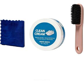 Liecho White Shoe Cleaner Cream – No-Wash Solid Cleaning Paste with Cloth & Shoe Brush Included – Multipurpose White Shoe Cleaner for Leather Sneakers, Soles, Canvas, Bags in Saudi Arabia