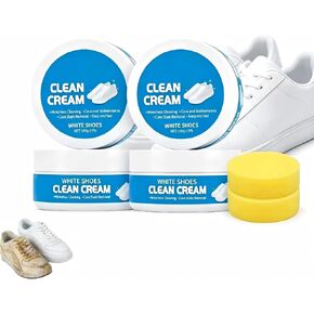 White Shoe Cleaner Cream, Multifunctional for Canvas Sneakers & Leather Boots, with Sponge, Portable Fast-Acting Design, White Shoes Clean Cream (2PCS) in Saudi Arabia