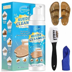 Clennaner Suede Shoe Cleaner, 200ml Suede Cleaner Kit with Brush & Towel for Nubuck, Leather, Sneaker, Boots in Saudi Arabia