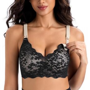 Nursing Bras for Breastfeeding, Maternity Bra with Jelly Strip Support, Buttery Soft Bralette with Lace Coverage in Kuwait