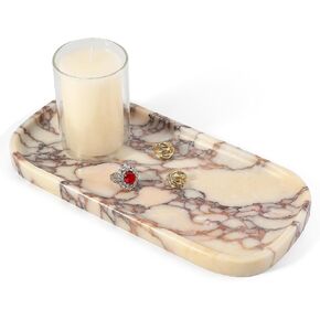 Koville Travertine Tray, 10"x5" Marble Vanity Tray for Bathroom Countertop Kitchen Sink, Rectangular Stone Tray for Perfume Fragrance, Decorative Catchall Tray Jewelry Cosmetics Organizer(Beige) in Saudi Arabia