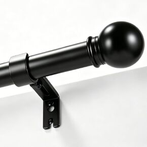Curtain Rods 32-90 Inch,Heavy Duty 1 Inch Adjustable Black Curtain Rod for Windows,Modern Window Treatment Rods with Decorative Finials & Brackets for Outdoor/Indoor,Easy Installation in Kuwait