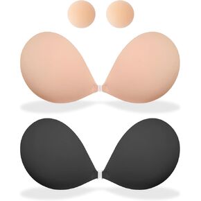 MITALOO Seamless Adhesive Bra Sticky Strapless Invisible Push up Bras Silicone Backless Nipple Cover for Women Nude Black in Saudi Arabia