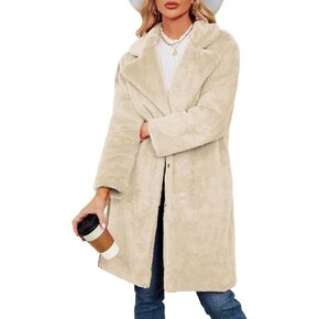 Women's Faux Fur Coat Fuzzy Warm Winter Overcoat Long Fur Jackets Outerwear with Pockets in Saudi Arabia