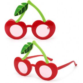 LOGOFUN 2PCS نظارات حزب الكرز مضحك الفاكهة على شكل النظارات الشمسية هاواي شاطئ لوا صور بوث الدعائم لفصل الصيف عطلة بركة عطلة زي خلع الملابس in Kuwait