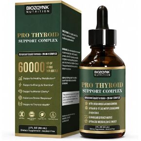 Thyroid Support Drops with Iodine, Selenium, Zinc & Ashwagandha, 2oz | Liquid drops, no pills; iodine, selenium, zinc, B12 & ashwagandha; supports metabolism, energy & focus; vegan & non-GMO in Saudi Arabia