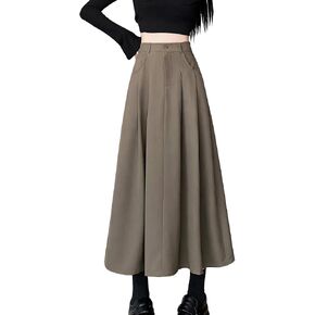 Long Skirts for Women High-Waist Pleated Flared Classic A-Line Casual Maxi Skirt Boho Swing Beach Skirt in Saudi Arabia
