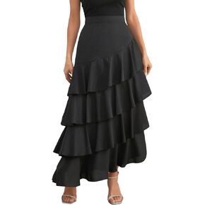 Summer Skirts for Women Elegant Irregular Ruffle Hem Skirt Party Tiered Layered Maxi Long Pleated Skirts in Saudi Arabia