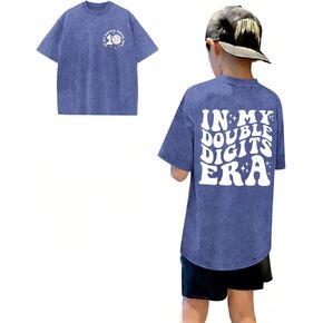Boys in My Double Digits Era Shirt Oversized 10th Birthday Shirt 10 Year Old Boy Gifts Acid Wash Vintage Cotton Tops in Saudi Arabia