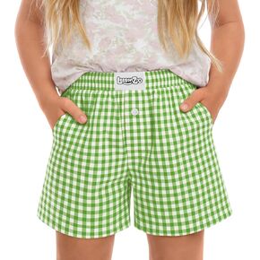 Girls Gingham Shorts Toddler Plaid Elastic Waist Kids Loose Casual Summer Baby Checkered Boxer Bottoms with Pockets in Kuwait