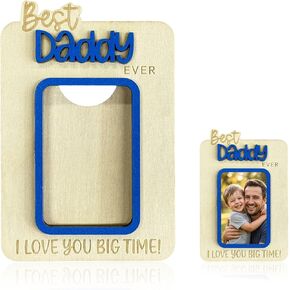 Daddy Wooden Magnetic Photo Frame, Best Daddy Ever Fridge Magnet Display, Fathers Day Birthday Gifts, Magnet Photo Frame for Refrigerator Locker (Fit 2" x 3" Photo) in Saudi Arabia