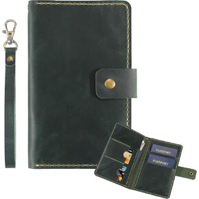 Handmade Vintage Leather Passport Holder for Couples – Travel Wallet Cover Case for Women & Men, Essential Travel Accessory (Coffee) in Kuwait