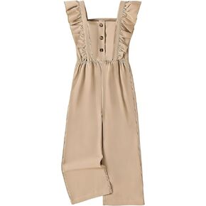 VARMILO Toddler Girls Sleeveless Jumpsuit Romper - Ruffled Trim, Elastic Waist, Wide Leg Pants, Summer Playwear (Size 3T-7T) in Kuwait