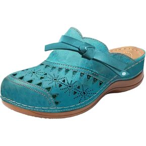 Orthopedic Sandals for Women Closed Toe Bowknot Hollow Out Mules Shoes with Arch Support Summer Comfortable Breathable Wedge Sandals Casual Fashion Outdoor Beach Walking Slides in Kuwait
