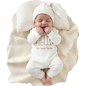 Ylsteed Infant Baby Sweater Romper and Hat Baby Girl Boy Knitted Pullover Onesie Fall Winter Outfit Infant Embroidery Clothes in Saudi Arabia