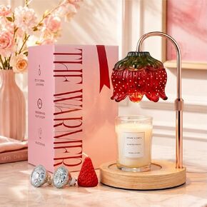 Yoss Strawberry Candle Warmer Lamp with Timer - Adjustable Height with Dimmable Warmer Lamp with Two Bulbs for All Candle Jars - Cute Strawberry Decor Gifts for Birthday Valentine Day for Women in Kuwait