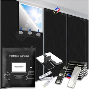 100% Blackout Curtains Blinds Portable Magnetic Window Shades Cover for Any Size/Shape Blackout Blinds for Baby Nursery, Bedroom, Caravan, Office with Magnetic Closure (118" x 57") in Saudi Arabia
