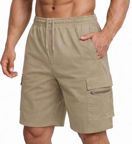 ANLUKE Men's Cargo Shorts - Stretch Waist, Zipper Pockets, Quick-Dry for Casual Work Shorts in Saudi Arabia