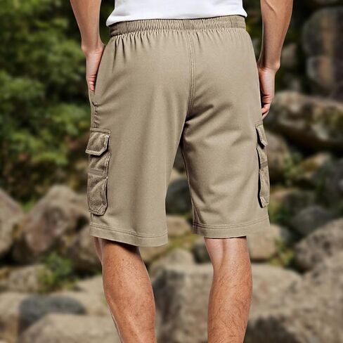 ANLUKE Men's Cargo Shorts - Stretch Waist, Zipper Pockets, Quick-Dry for Casual Work Shorts in Saudi Arabia